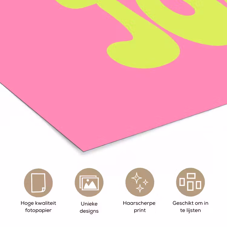 Bonjour - Roze - Fel groen poster papier klein -closeup_NL