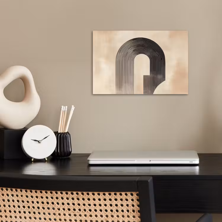 Boog - Strepen - Minimalistisch - Zwart poster papier klein -sfeer1