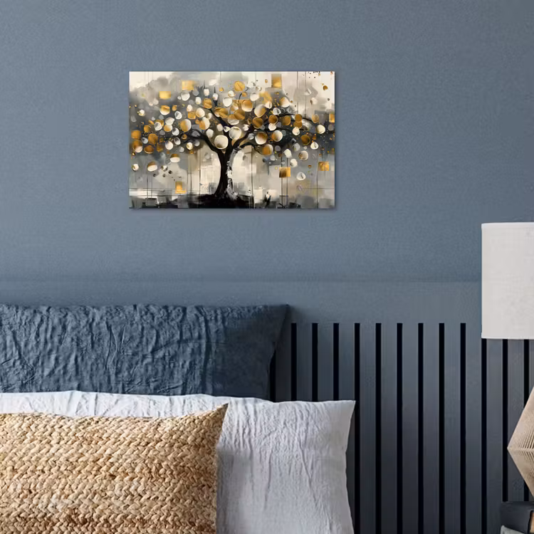 Boom - Abstract - Beige - Goud - Zwart poster papier klein -sfeer2