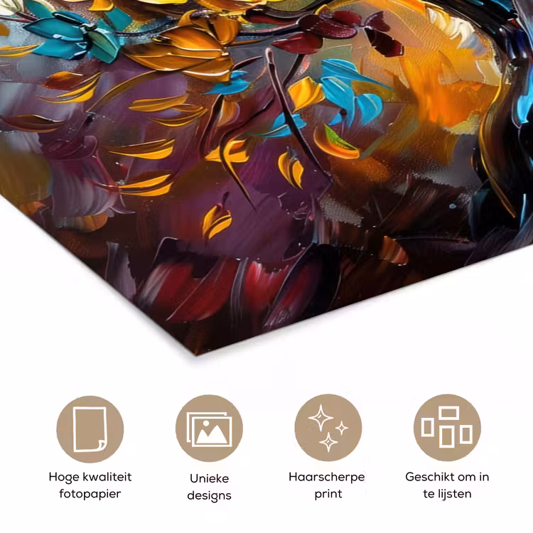 Boom - Abstract - Kleurrijk - Bloemen poster papier klein -closeup_NL