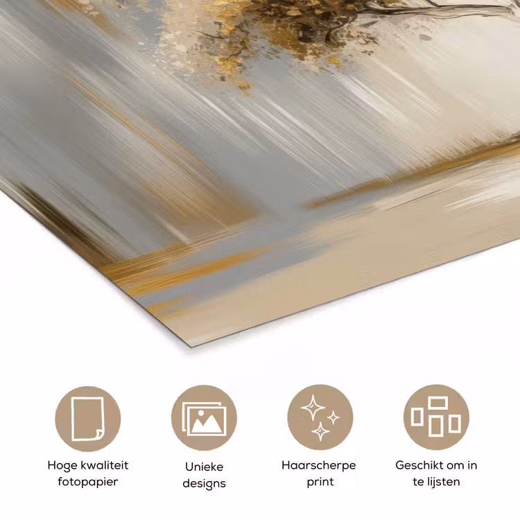 Boom - Bladeren - Abstract - Wit poster papier klein -closeup_NL
