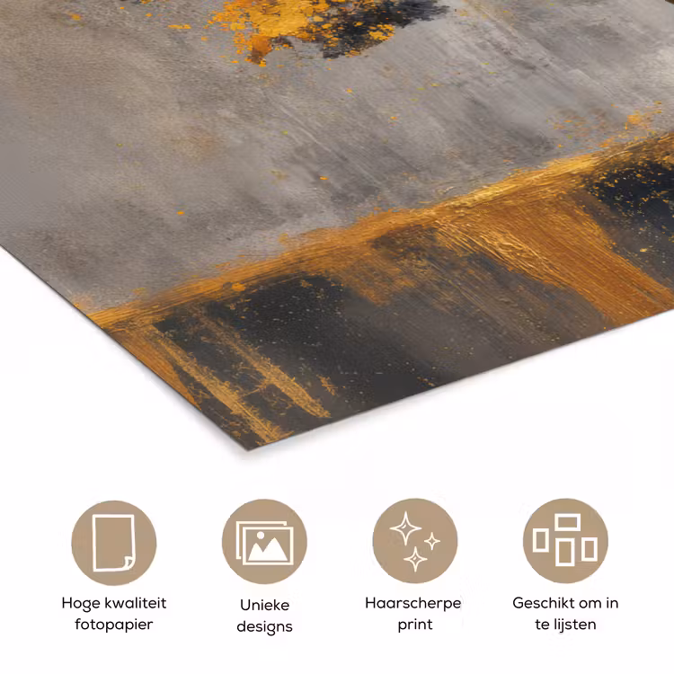 Boom - Bladeren - Goud - Abstract poster papier klein -closeup_NL