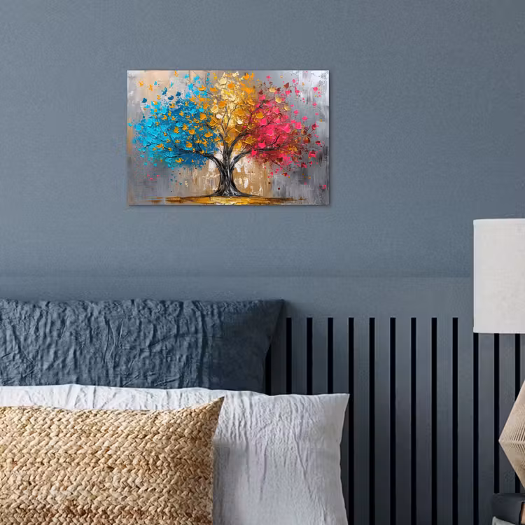 Boom - Kleurrijk - Grijs - Modern poster papier klein -sfeer2