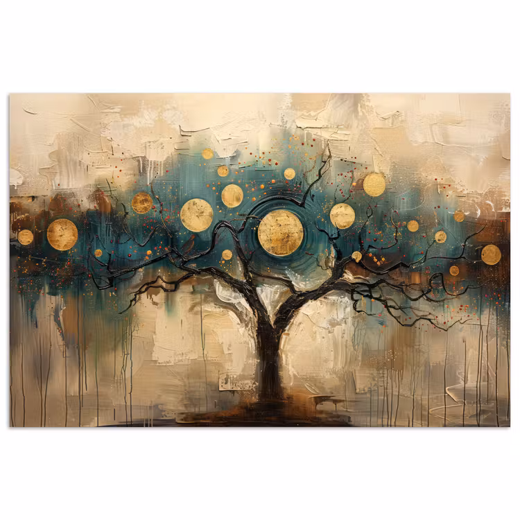 Boom - Kunst - Maan - Watercolor poster papier klein -3d