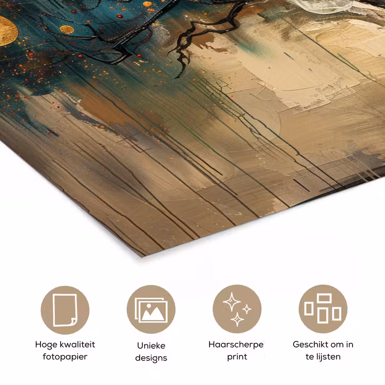 Boom - Kunst - Maan - Watercolor poster papier klein -closeup_NL