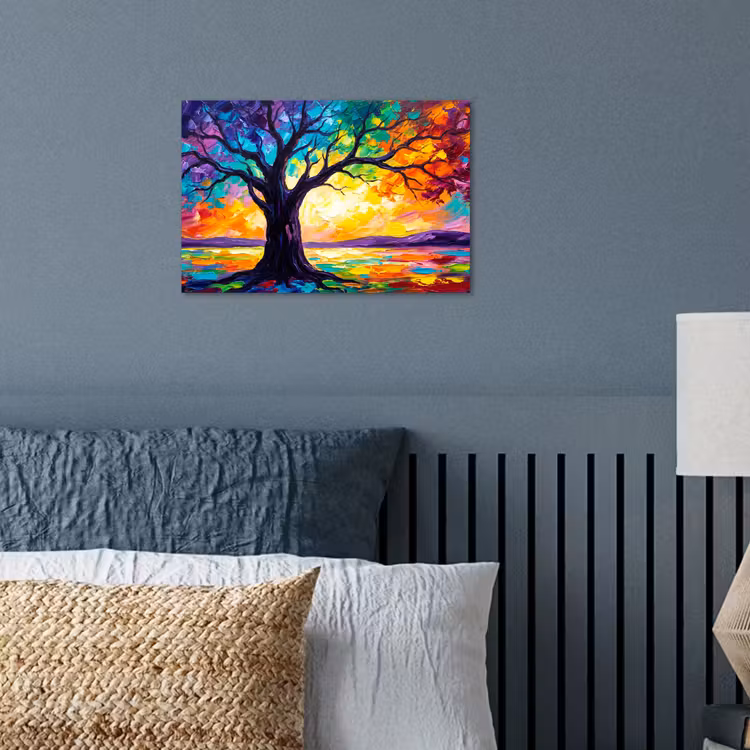 Boom - Landschap - Natuur - Abstract - Kleurrijk poster papier klein -sfeer2