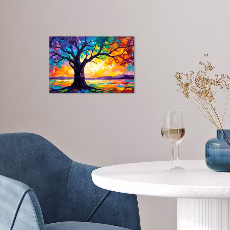 Boom - Landschap - Natuur - Abstract - Kleurrijk poster papier klein -sfeer3