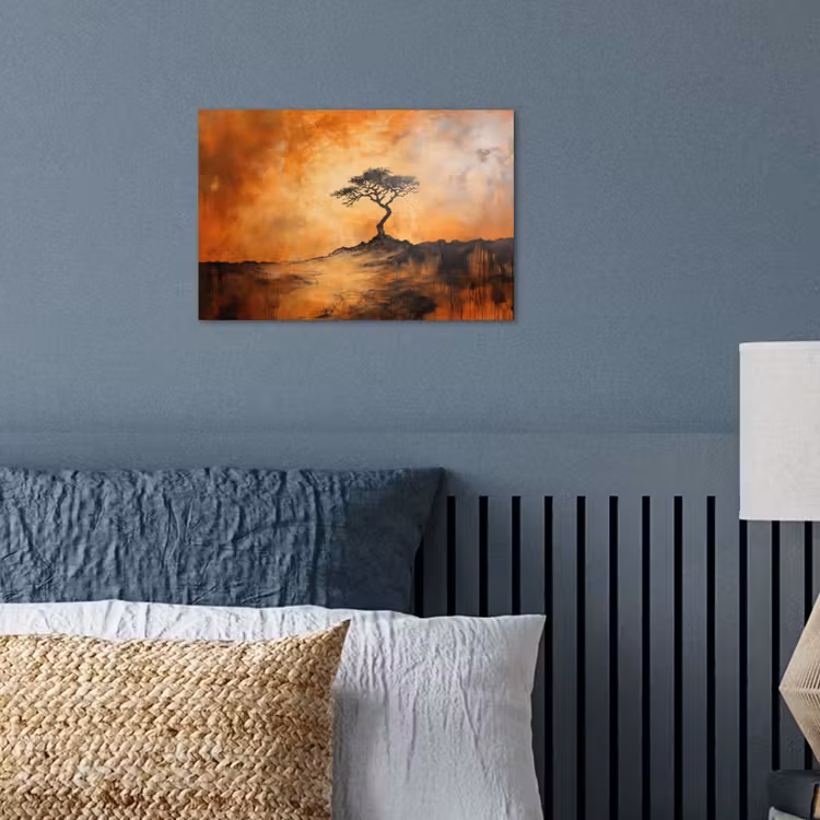 Boom - Landschap - Oranje poster papier klein -sfeer2