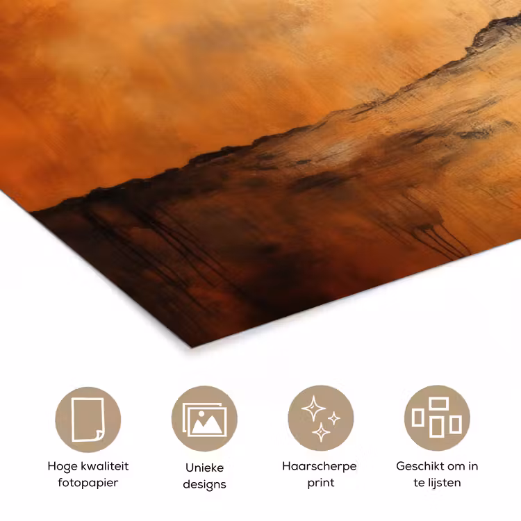 Boom - Landschap - Oranje poster papier klein -closeup_NL