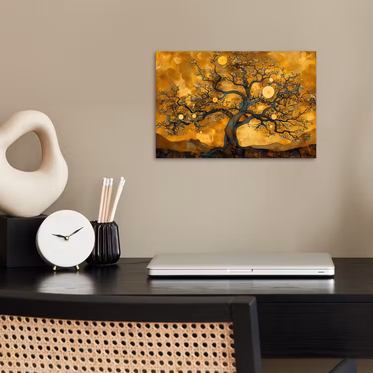 Boom - Levensboom - Abstract - Goud poster papier klein -sfeer1