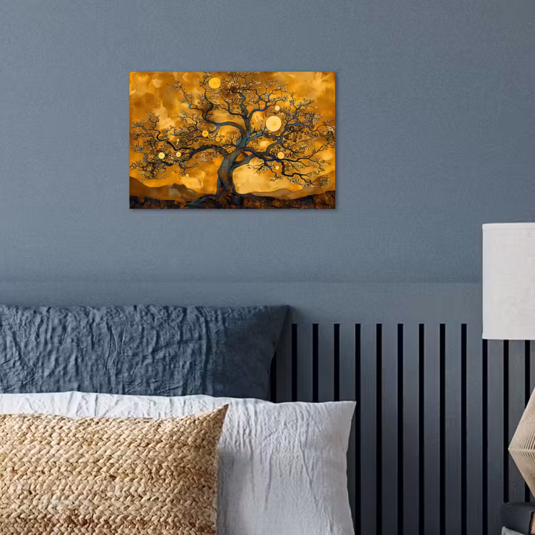 Boom - Levensboom - Abstract - Goud poster papier klein -sfeer2