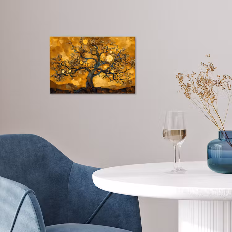 Boom - Levensboom - Abstract - Goud poster papier klein -sfeer3