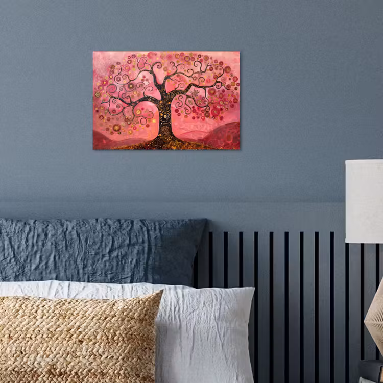 Boom - Levensboom - Roze - Goud poster papier klein -sfeer2