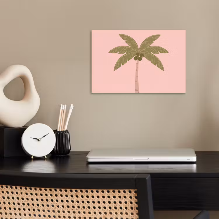Boom - Palm - Natuur - Illustratie - Roze poster papier klein -sfeer1