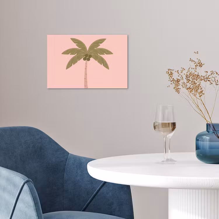 Boom - Palm - Natuur - Illustratie - Roze poster papier klein -sfeer3