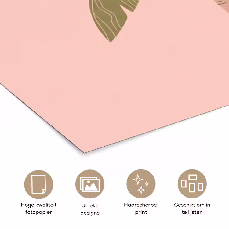 Boom - Palm - Natuur - Illustratie - Roze poster papier klein -closeup_NL
