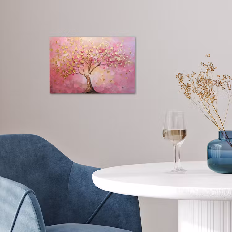 Boom - Roze - Goud - Modern poster papier klein -sfeer3
