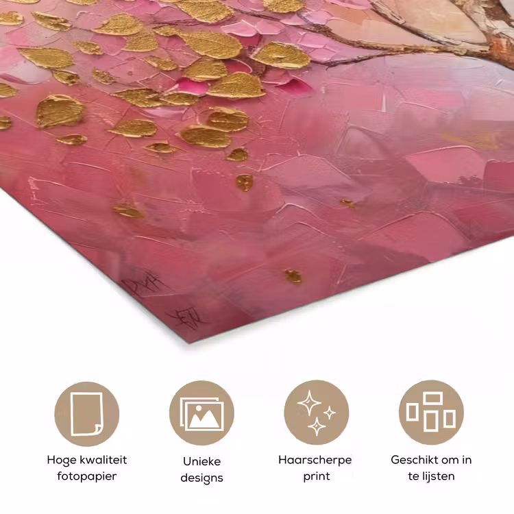 Boom - Roze - Goud - Modern poster papier klein -closeup_NL