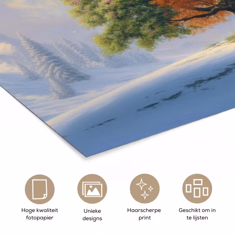 Boom - Seizoenen - Winter - Landschap poster papier klein -closeup_NL