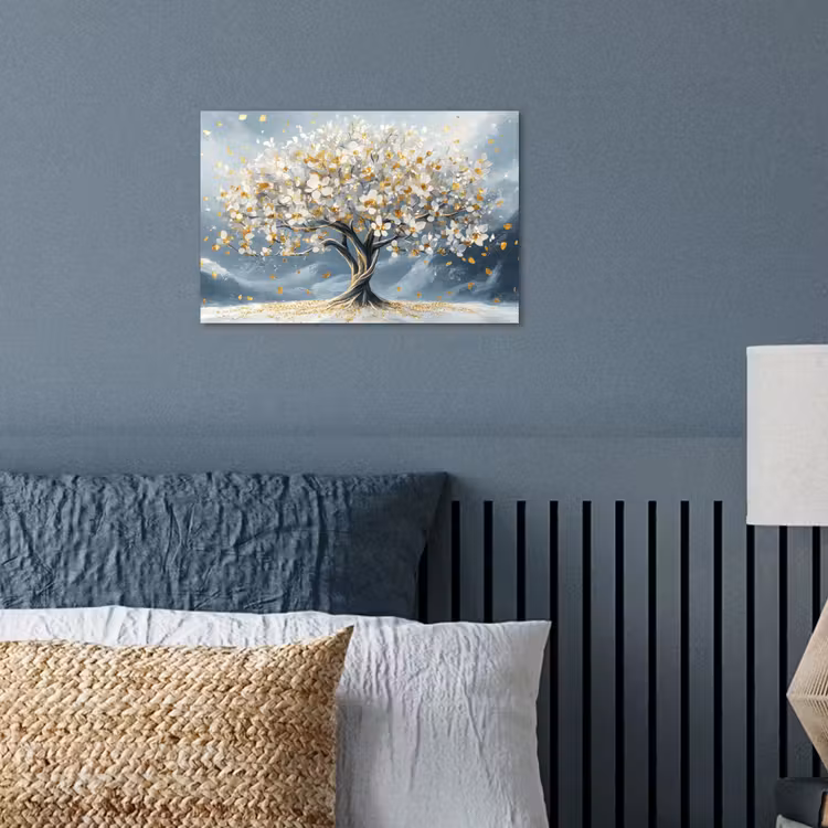 Boom - Winter - Levensboom - Modern - Goud poster papier klein -sfeer2