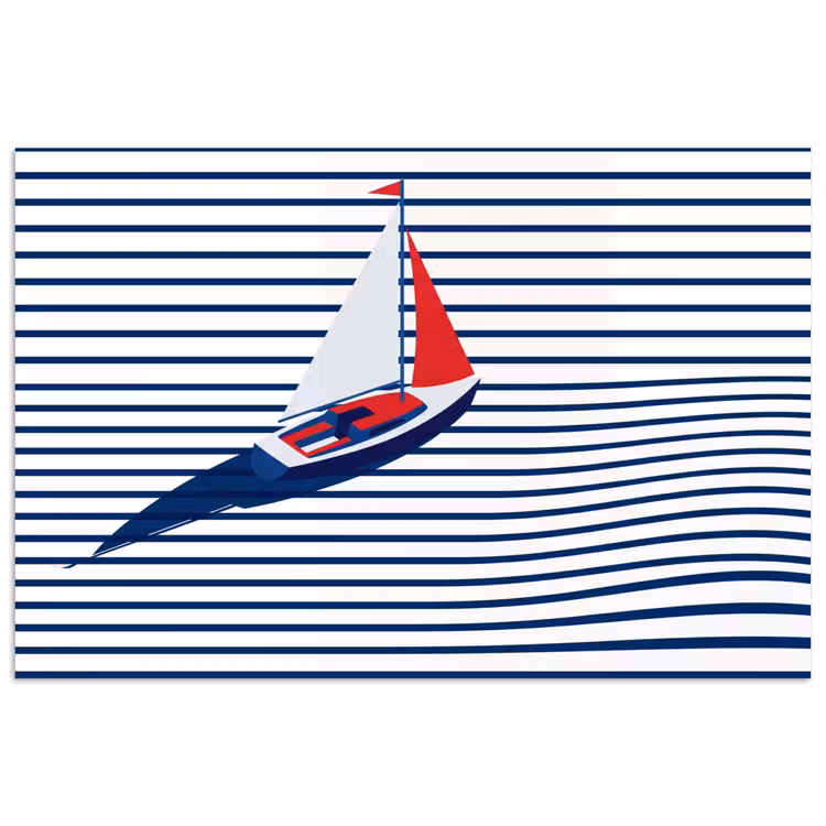 Boot - Water - Abstract - Blauw poster papier klein -3d