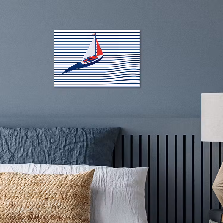 Boot - Water - Abstract - Blauw poster papier klein -sfeer2