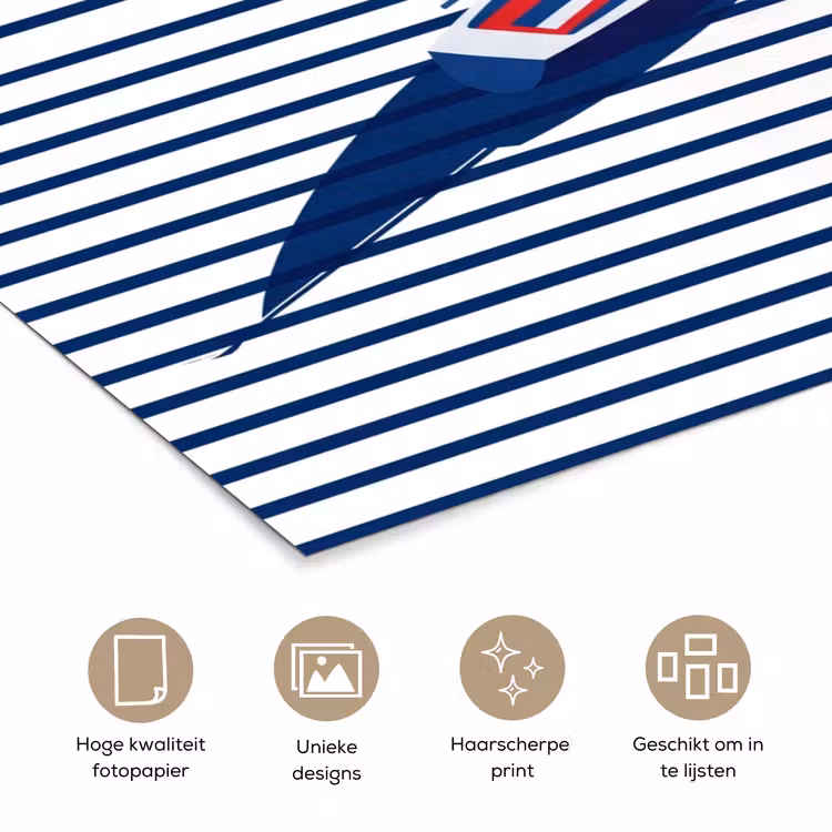 Boot - Water - Abstract - Blauw poster papier klein -closeup_NL