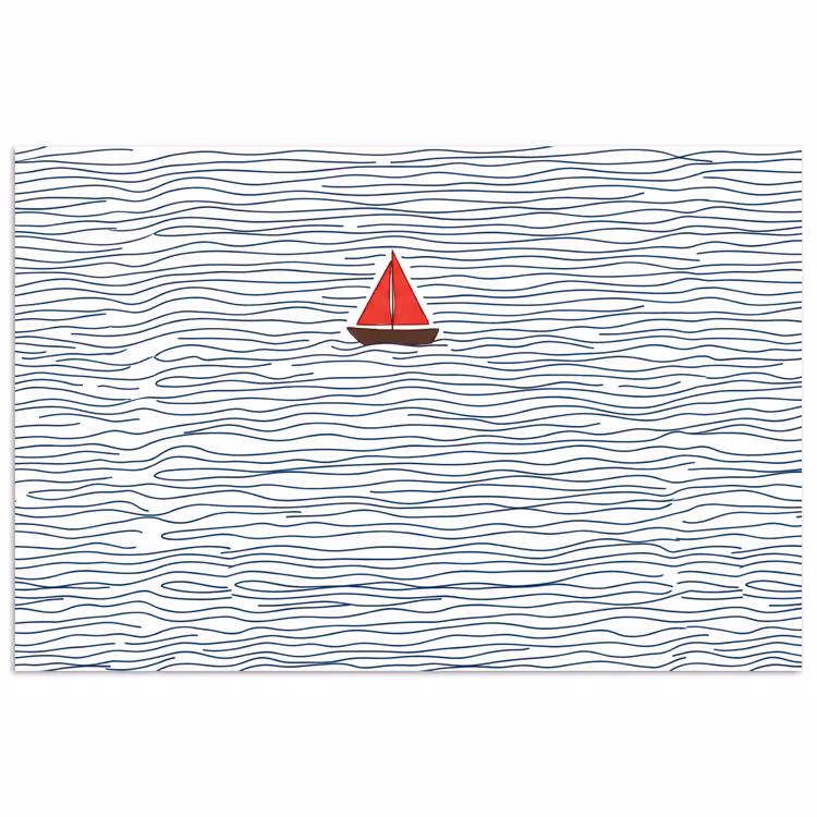 Boot - Water - Rood - Illustratie - Minimalistisch poster papier klein -3d