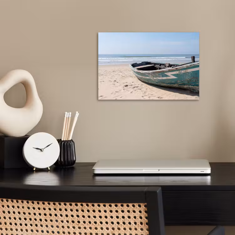 Boot - Zandstrand - Zee poster papier klein -sfeer1