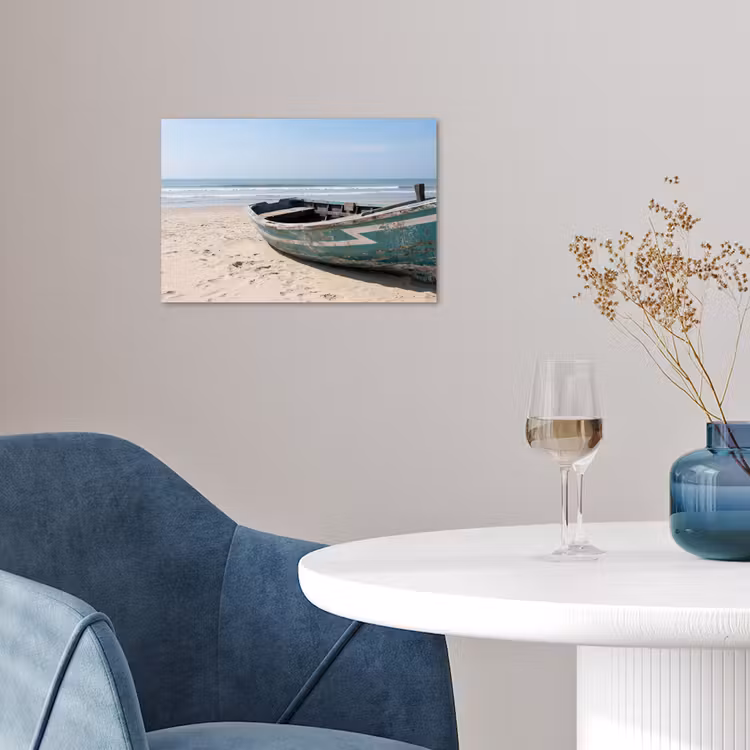 Boot - Zandstrand - Zee poster papier klein -sfeer3