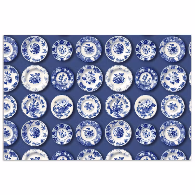 Borden - Floraal - Blauw poster papier klein 62 -3d