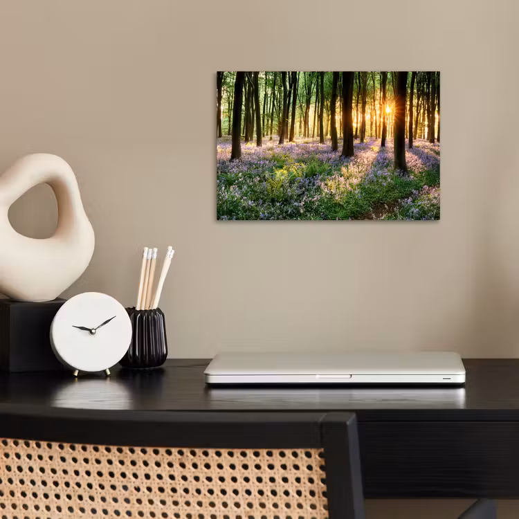Bos - Bloemen - Lavendel - Zon - Paars - Natuur poster papier klein -sfeer1