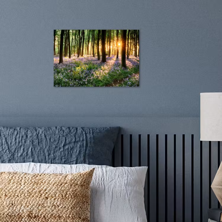 Bos - Bloemen - Lavendel - Zon - Paars - Natuur poster papier klein -sfeer2