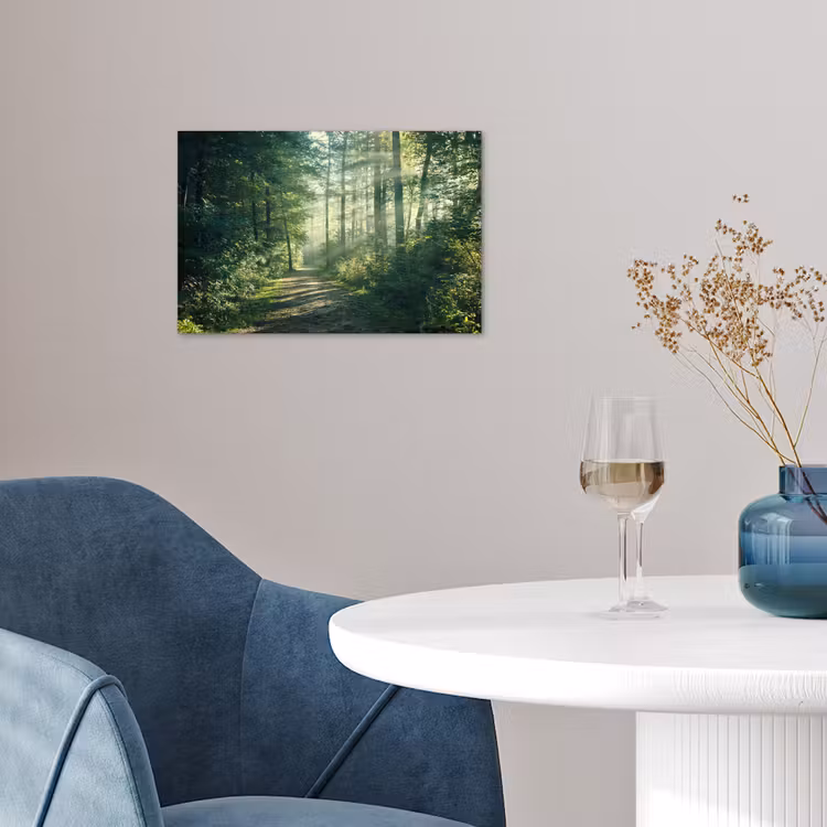 Bos - Pad - Zon - Bomen - Groen - Natuur poster papier klein -sfeer3