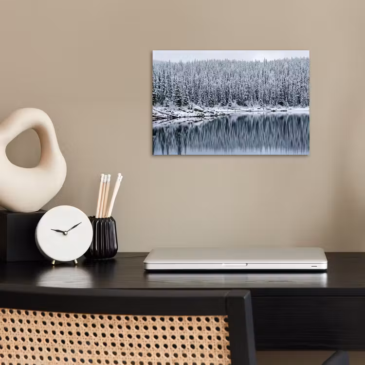 Bos - Reflectie - Meer - Winter - Serene poster papier klein -sfeer1