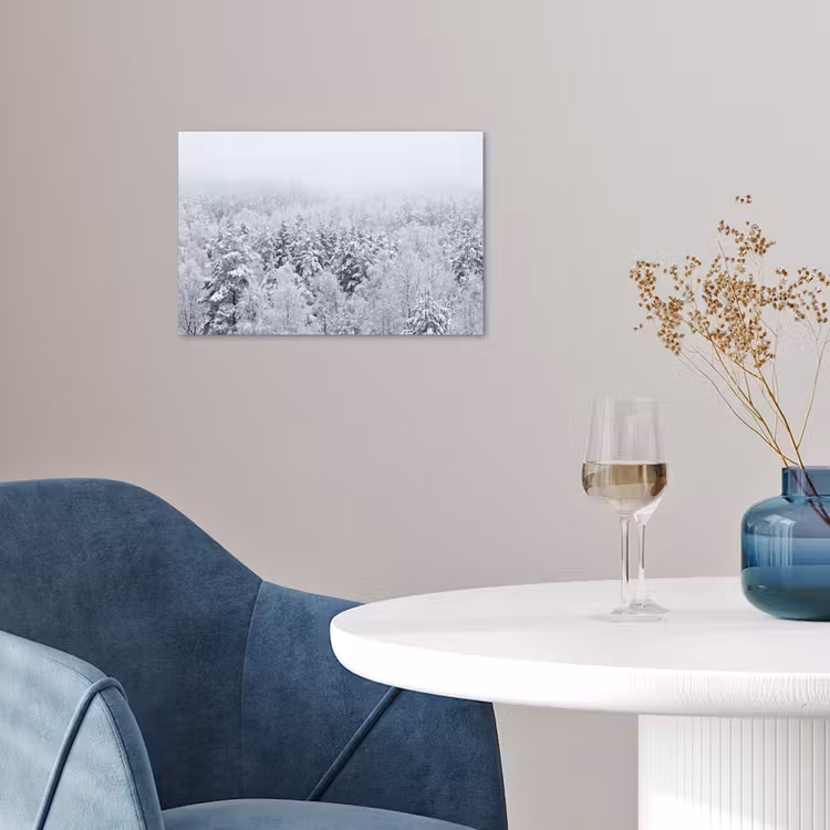 Bos - Sneeuw - Winter - Natuur - Wit poster papier klein -sfeer3