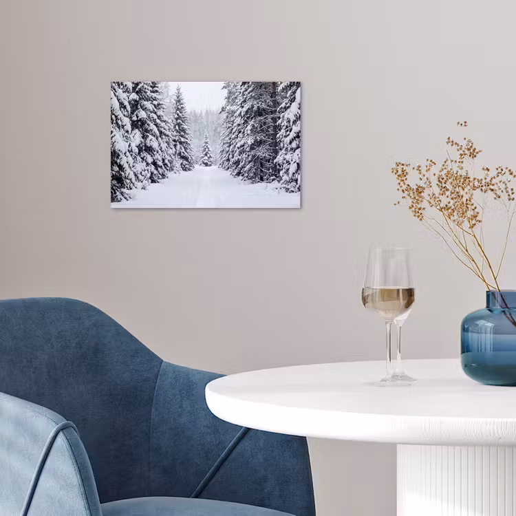 Bos - Winter - Sneeuw - Pad - Natuur poster papier klein -sfeer3
