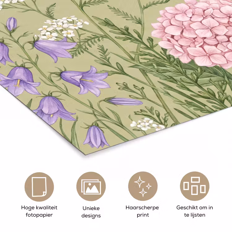 Botanisch - Bloemen - Kleurrijk poster papier klein -closeup_NL