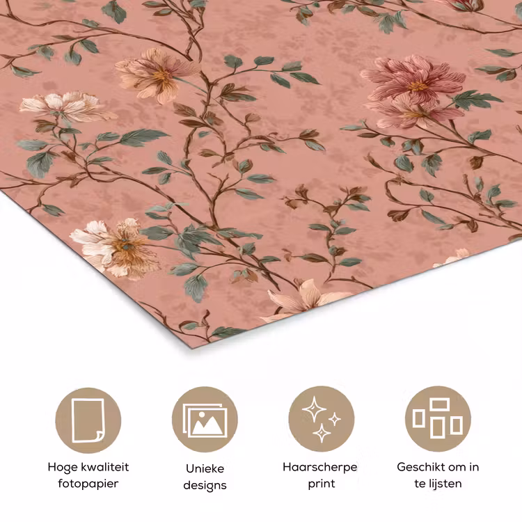 Botanisch - Bloemen - Roze poster papier klein 62 -closeup_NL