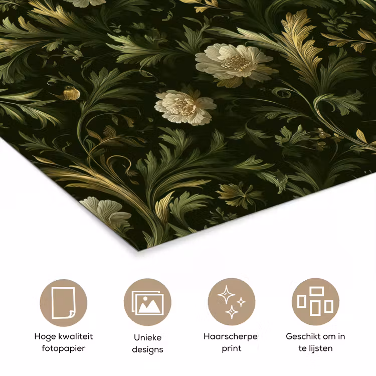 Botanisch - Naadloos - Bloemen poster papier klein 62 -closeup_NL