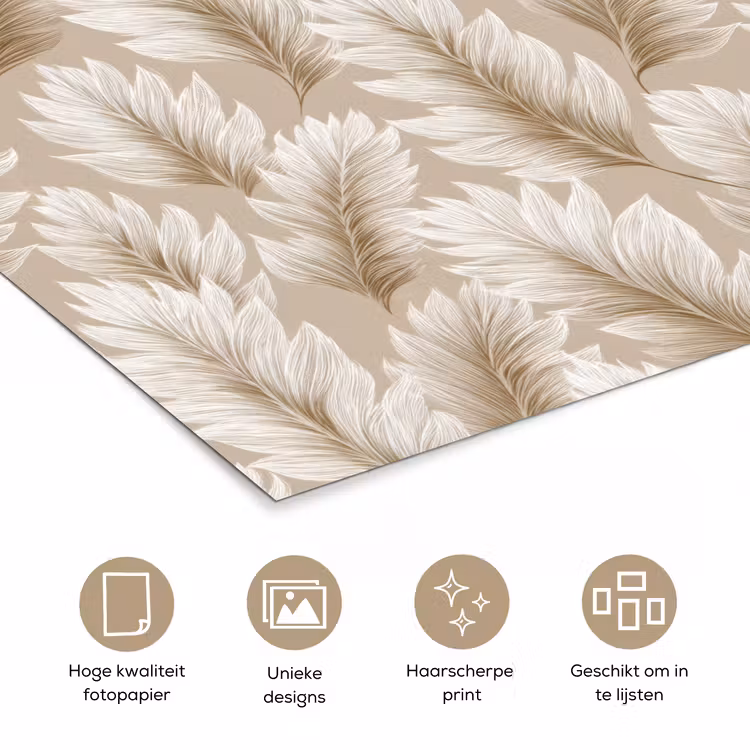 Botanisch - Patroon - Beige poster papier klein 62 -closeup_NL