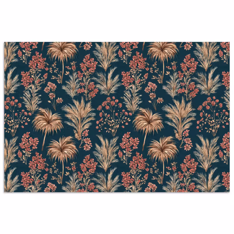Botanisch - Patroon - Blauw poster papier klein 62 -3d