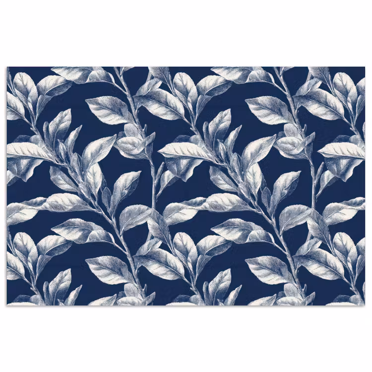 Botanisch - Patroon - Blauw poster papier klein 62 -3d