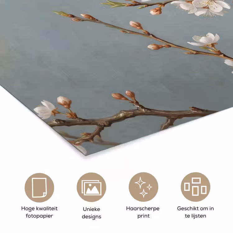 Botanisch - Stilleven - Blauw poster papier klein -closeup_NL
