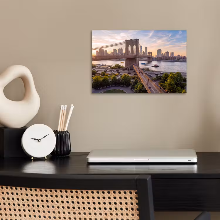 Brug - Rivier - Stad - Zonsondergang - Architectuur poster papier klein -sfeer1