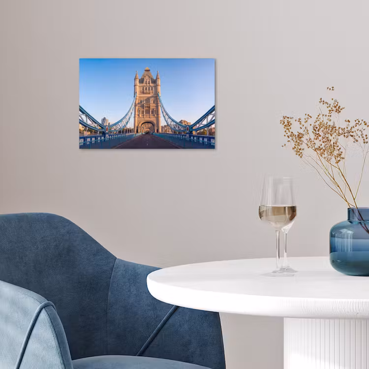 Brug - Toren - Architectuur - Klassiek - Blauw poster papier klein -sfeer3