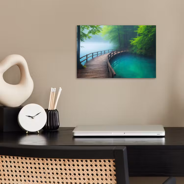 Brug - Water - Rivier - Bos poster papier klein -sfeer1