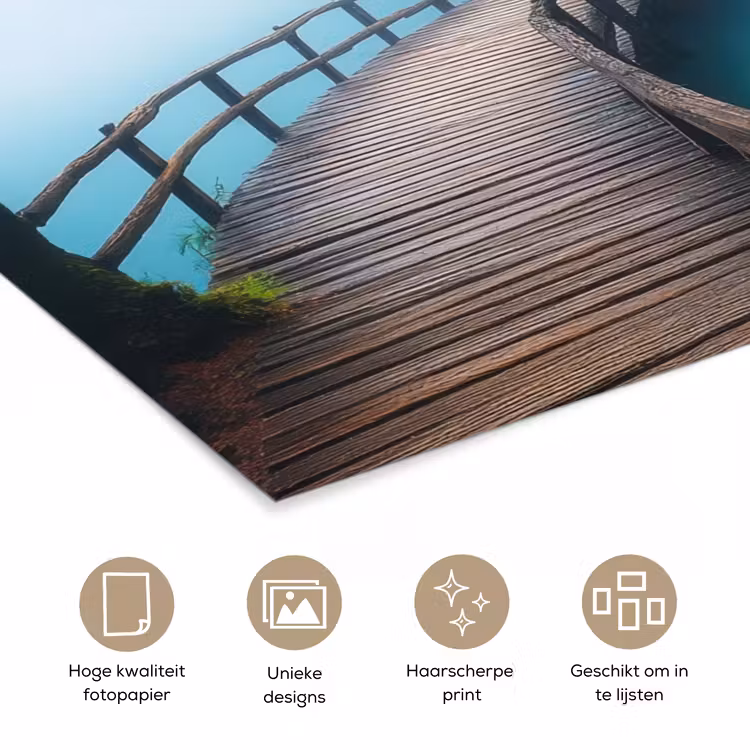 Brug - Water - Rivier - Bos poster papier klein -closeup_NL