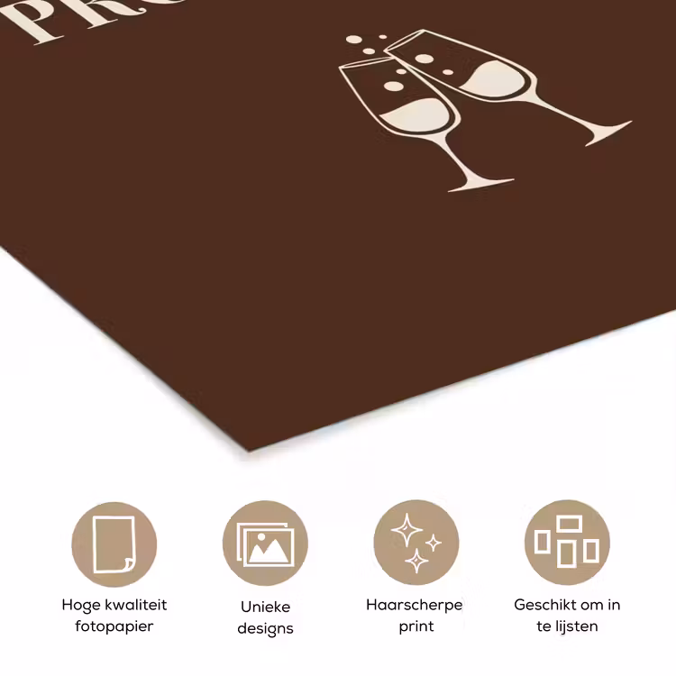 Bruin - Zomer - Quote - Drinken poster papier klein -closeup_NL