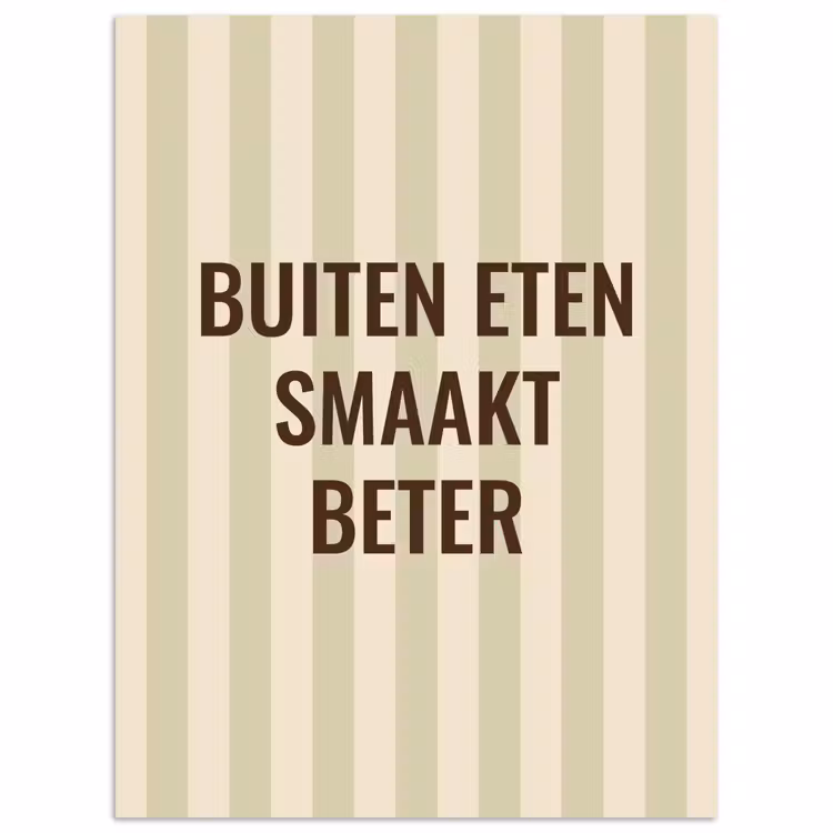 Buiten - Quote - Strepen - Zomer poster papier klein -3d